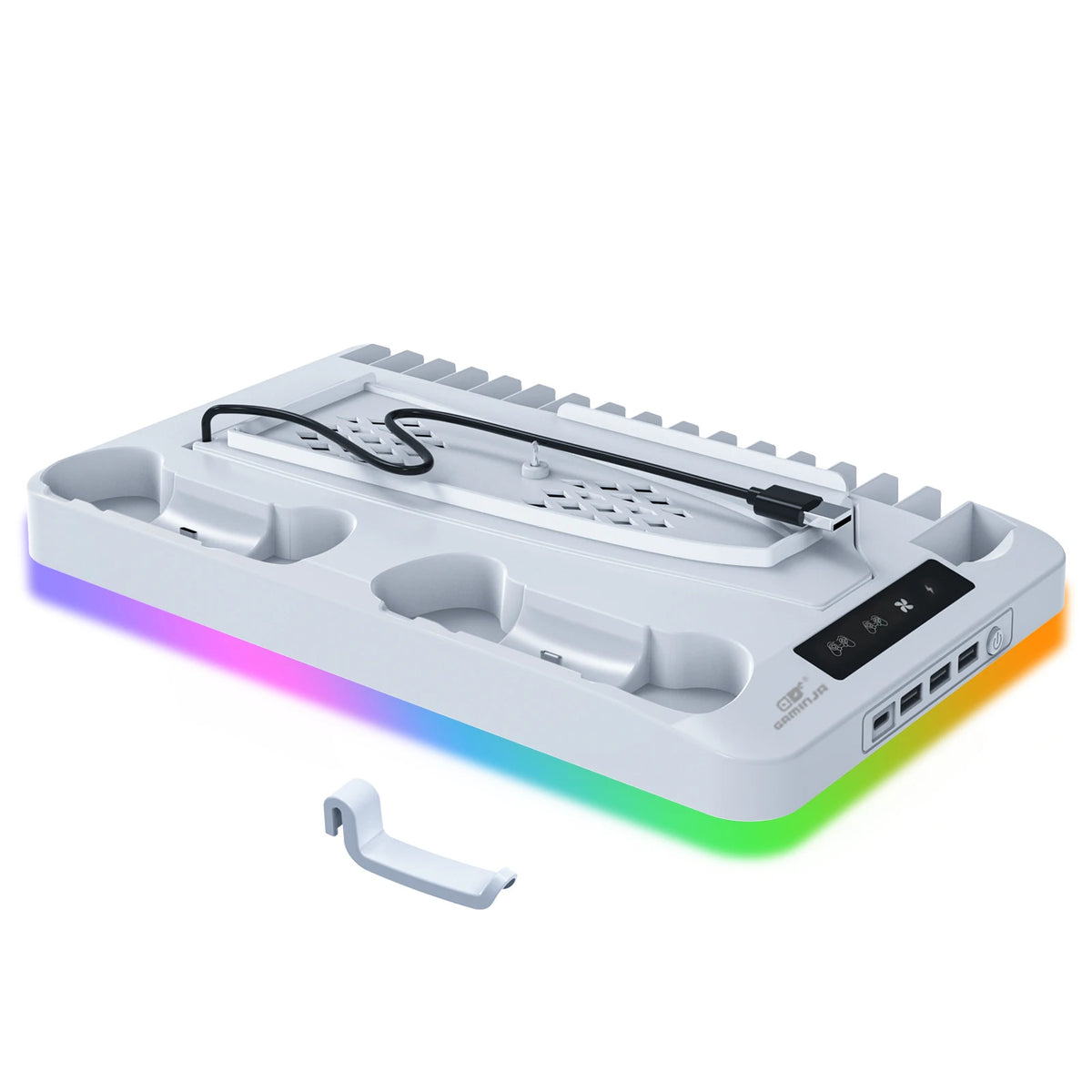 🌈 GAMINJA Cooling Stand for PS5 Slim with 7-Color LED Lighting