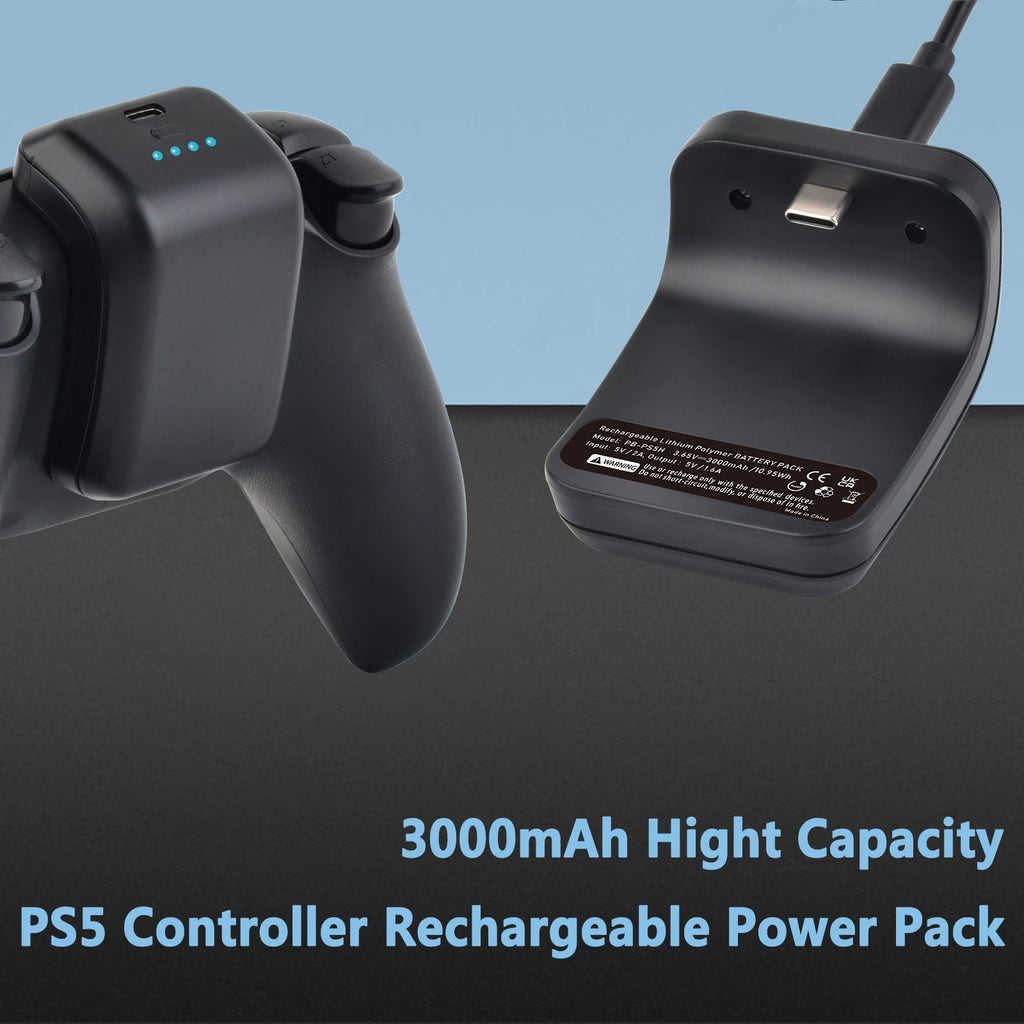 3000mAh PS5 Controller External Battery Pack for Sony PlayStation 5 DualSense CFI-ZCT1W Wireless Gamepad LIP1708